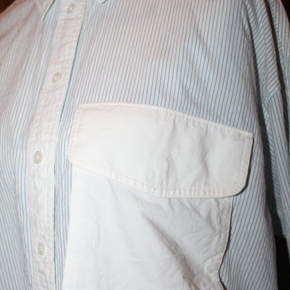 Madewell Flap-Pocket Crop Button-Up Shirt in Poplin Pin Striped Size S - Picture 6 of 11